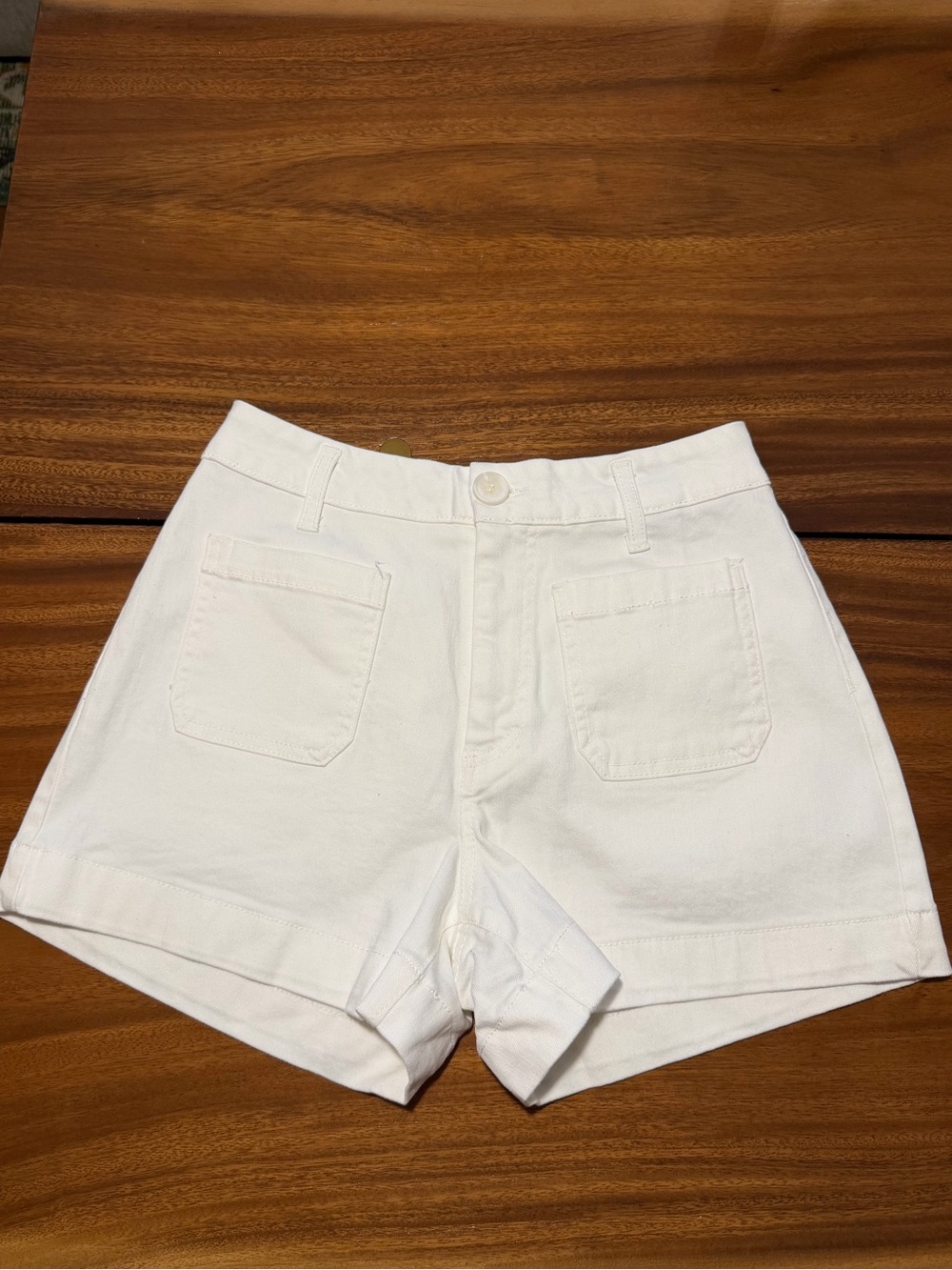 Oat New York White Denim High-Rise Shorts
